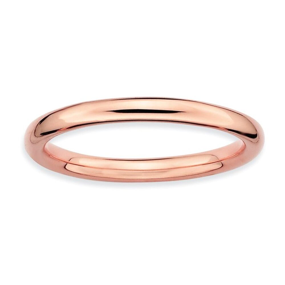 2.25mm 14k Rose Gold Plated Sterling Silver Polished Band, Size 5